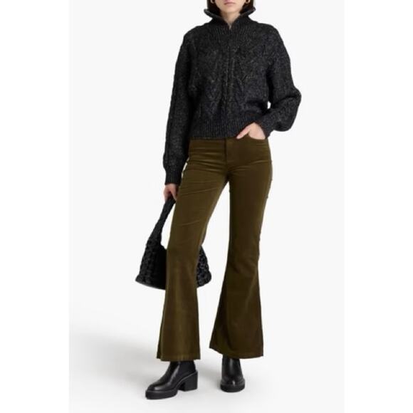 Paige Genevieve Corduroy Flared Pants in Dark Brushed Olive Size 33 Gently Used - Picture 1 of 8